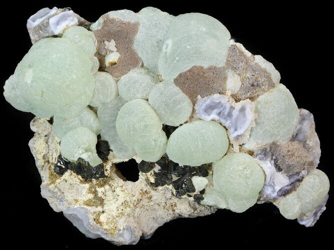 Prehnite Spheres with Epidote and Agate - Mali #44655